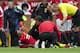 Manchester United's Jesse Lingard reacts after being injured during his team's English Premier League soccer match against Swansea City at Old Trafford Stadium, Manchester, England, Saturday Aug. 16, 2014. (AP Photo/Jon Super)