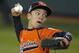 Cumberland pitcher Nick Croteau delivers during the first inning of a baseball game against Pearland in United States pool play at the Little League World Series tournament in South Williamsport, Pa., Friday, Aug. 15, 2014. (AP Photo/Gene J. Puskar)
