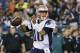 New England Patriots quarterback Jimmy Garoppolo looks for a pass receiver against the Philadelphia Eagles in the first half of an NFL preseason football game Friday, Aug. 15, 2014, in Foxborough, Mass. (AP Photo/Elise Amendola)