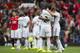 Swansea celebrate their win over Manchester United