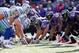 BALTIMORE, MD - OCTOBER 14: The Dallas Cowboys offense lines up against the Baltimore Ravens defense during the second half at M