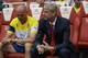 Arsenal's French manager Arsene Wenger, right, sits with his assistant Steve Bould before the start of the Emirates Cup soccer match between between Arsenal and Benfica at Arsenal's Emirates Stadium in London, Saturday, Aug. 2, 2014. (AP Photo/Matt Dunham)