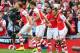 LONDON, ENGLAND - AUGUST 16: Aaron Ramsey (R) of Arsenal celebrates his goal with team mate Mikel Arteta during the Barclays Premier League match between Arsenal and Crystal Palace at Emirates Stadium on August 16, 2014 in London, England. (Photo by Clive Mason/Getty Images)