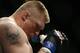 Brock Lesnar before his win over Randy Couture for the UFC World Heavyweight mixed martial art championship match Saturday, Nov. 15, 2008 in Las Vegas. (AP Photo/Eric Jamison)