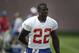 New York Giants' David Wilson during a NFL football camp in East Rutherford, N.J., Wednesday, July 23, 2014. (AP Photo/Seth Wenig)