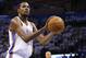 Oklahoma City Thunder forward Kevin Durant (35) shoots a technical foul shot in the second quarter of Game 4 of the Western Conference finals NBA basketball playoff series against the San Antonio Spurs in Oklahoma City, Tuesday, May 27, 2014. (AP Photo/Sue Ogrocki)