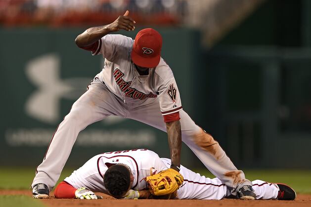 Watch: Cabrera Takes Foot to Face Sliding into 2nd