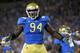 PASADENA, CA - SEPTEMBER 08: Defensive lineman Owamagbe Odighizuwa #94 of the UCLA Bruins celebrates a UCLA safety against the Nebraska Cornhuskers in the fourth quarter at the Rose Bowl on September 8, 2012 in Pasadena, California. UCLA won 36-30. (Photo by Stephen Dunn/Getty Images)