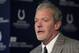 Indianapolis Colts owner Jim Irsay announces that head coach Chuck Pagano has been diagnosed with acute promyelocytic leukemia, during an NFL football news conference at the team's headquarters in Indianapolis, Monday, Oct. 1, 2012. (AP Photo/Michael Conroy)