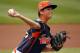 Tennessee's Blake Money delivers during the first inning of a baseball game against Pennsylvania in United States pool play at the Little League World Series tournament in South Williamsport, Pa., Friday, Aug. 15, 2014. Pennsylvania won 4-0. (AP Photo/Gene J. Puskar)
