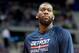 Feb 22, 2014; Auburn Hills, MI, USA; Detroit Pistons power forward Greg Monroe (10) warms up before the game against the Dallas Mavericks at The Palace of Auburn Hills. Mandatory Credit: Tim Fuller-USA TODAY Sports