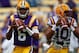 LSU QBs Brandon Harris (6) and Anthony Jennings (10)