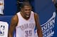 OKLAHOMA CITY, OK - MAY 31: Kevin Durant #35 of the Oklahoma City Thunder celebrates after a play against the San Antonio Spurs in the first half during Game Six of the Western Conference Finals of the 2014 NBA Playoffs at Chesapeake Energy Arena on May 31, 2014 in Oklahoma City, Oklahoma. NOTE TO USER: User expressly acknowledges and agrees that, by downloading and or using this photograph, User is consenting to the terms and conditions of the Getty Images License Agreement. (Photo by Tom Pennington/Getty Images)