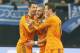 Real's Cristiano Ronaldo, Real's Karim Benzema and Real's Gareth Bale, from left, celebrate their team's fourth goal during the Champions League round of the last 16 first leg soccer match between Schalke 04 and Real Madrid in Gelsenkirchen, Germany, Wednesday, Feb.26,2014. (AP Photo/Frank Augstein)