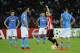 Athletic Bilbao's Iker Muniain celebrates after scoring during the Champions League preliminary round soccer match between Napoli and Athletic Bilbao, in Naples, Italy, Tuesday, Aug. 19, 2014. (AP Photo/Salvatore Laporta)