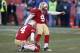 Phil Dawson (9) of the San Francisco 49ers in action kicking the winning field goal during the fourth quarter of an NFL game against the Seattle Seahawks at Candlestick Park in Seattle Washington on Sunday, Dec. 8, 2013. (AP Photo/David Seelig)