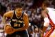 MIAMI, FL - JUNE 10: Tim Duncan #21 of the San Antonio Spurs looks to pass against the Miami Heat during Game Three of the 2014 NBA Finals at American Airlines Arena on June 10, 2014 in Miami, Florida. NOTE TO USER: User expressly acknowledges and agrees that, by downloading and or using this photograph, User is consenting to the terms and conditions of the Getty Images License Agreement. (Photo by Andy Lyons/Getty Images)