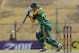 South African batsman Quinton de Kock plays a shot during the third one-day international cricket match between Sri Lanka and South Africa in Sooriyawewa, Sri Lanka, Saturday, July 12, 2014. (AP Photo/Eranga Jayawardena)
