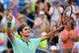 CINCINNATI, OH - AUGUST 17: Roger Federer of Switzerland celebrates after winning a final match against David Ferrer of Spain on day 9 of the Western & Southern Open at the Linder Family Tennis Center on August 17, 2014 in Cincinnati, Ohio. (Photo by Jonathan Moore/Getty Images)