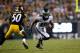 Philadelphia Eagles' Jeremy Maclin runs a catch during the first half of an NFL preseason football game against the Pittsburgh Steelers, Thursday, Aug. 21, 2014, in Philadelphia. (AP Photo/Michael Perez)