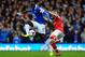 LIVERPOOL, ENGLAND - APRIL 06: Romelu Lukaku of Everton competes with Nacho Monreal of Arsenal during the Barclays Premier League match between Everton and Arsenal at Goodison Park on April 6, 2014 in Liverpool, England. (Photo by Laurence Griffiths/Getty Images)