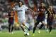 MADRID, SPAIN - AUGUST 29: Angel Di Maria of Real Madrid CF (L) duels for the ball with Jordi Alba of FC Barcelona during the Super Cup second leg match betwen Real Madrid and FC Barcelona at Estadio Santiago Bernabeu on August 29, 2012 in Madrid, Spain. (Photo by David Ramos/Getty Images)