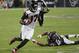 Atlanta Falcons' Devin Hester (17) evades Houston Texans' Josh Victorian (27) as he runs for a touchdown during the second quarter of an NFL preseason football game Saturday, Aug. 16, 2014, in Houston. (AP Photo/David J. Phillip)
