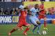 Liverpool midfielder Philippe Coutinho (10), left, challenges Manchester City midfielder Fernando (6) in the first half of a Guinness International Champions Cup soccer tournament match, Wednesday, July 30, 2014, at Yankee Stadium in New York. (AP Photo/Julie Jacobson)