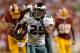 LANDOVER, MD - SEPTEMBER 09: Running back LeSean McCoy #25 of the Philadelphia Eagles rushes for a touchdown against the Washington Redskins in the third quarter at FedExField on September 9, 2013 in Landover, Maryland. The Philadelphia Eagles won, 33-27. (Photo by Patrick Smith/Getty Images)