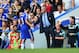 LONDON, ENGLAND - AUGUST 23: Manager Jose Mourinho of Chelsea shakes hands with Diego Costa as he is substituted during the Barclays Premier League match between Chelsea and Leicester City at Stamford Bridge on August 23, 2014 in London, England. (Photo by Jamie McDonald/Getty Images)