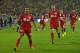 Leverkusen's Karim Bellarabi, left, celebrates during the German Bundesliga soccer match between Borussia Dortmund and Bayer Leverkusen in Dortmund, Germany, Saturday, Aug. 23, 2014. Borussia was defeated by Bayer with 0-2. (AP Photo/Martin Meissner)