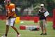 Jul 28, 2014; Tampa, FL, USA; Tampa Bay Buccaneers offensive coordinator Jeff Tedford looks on during training camp at One Buc Place. Mandatory Credit: Kim Klement-USA TODAY Sports