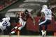 Atlanta Falcons wide receiver Julio Jones (11) runs against Tennessee Titans strong safety Bernard Pollard (31) during the first half of an NFL preseason football game, Saturday, Aug. 23, 2014, in Atlanta. Jones scored a touchdown on the play. (AP Photo/David Goldman)