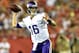 KANSAS CITY, MO - AUGUST 23: Matt Cassel #16 of the Minnesota Vikings looks to pass agianst the Kansas City Chiefs defense at Arrowhead Stadium on August 23, 2014 in Kansas City, Missouri. (Photo by Peter Aiken/Getty Images)