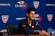 NEW YORK, NY - AUGUST 23: Novak Djokovic of Serbia talks to the media during previews for the US Open tennis at USTA Billie Jean King National Tennis Center on August 23, 2014 in New York City. (Photo by Julian Finney/Getty Images)