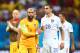 Jun 22, 2014; Manaus, Amazonas, BRAZIL; USA goalkeeper Tim Howard (1) shakes hands with defender Geoff Cameron (20) following the game against Portugal during the 2014 World Cup at Arena Amazonia. The game ended in a 2-2 draw. Mandatory Credit: Mark J. Rebilas-USA TODAY Sports