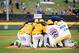 Aug 23, 2014; South Williamsport, PA, USA; Great Lakes Region players huddle up after beating the West Region 7-5 at Howard J. Lamade Stadium. Mandatory Credit: Evan Habeeb-USA TODAY Sports