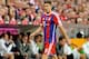 Bayern's Robert Lewandowski from Poland leaves the pitch during the soccer match between FC Bayern Munich and VfL Wolfsburg in the Allianz Arena in Munich, Germany, on Friday, Aug. 22, 2014. (AP Photo/Kerstin Joensson)