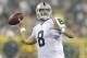 Oakland Raiders' Matt Schaub throws during the second half of an NFL preseason football game against the Green Bay Packers Friday, Aug. 22, 2014, in Green Bay, Wis. (AP Photo/Tom Lynn)