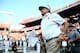 COLUMBIA, SC - AUGUST 29: Head coach Steve Spurrier of the South Carolina Gamecocks runs onto the field against the North Carolina Tar Heels before their game at Williams-Brice Stadium on August 29, 2013 in Columbia, South Carolina. (Photo by Streeter Lecka/Getty Images)