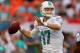 MIAMI GARDENS, FL - DECEMBER 29: Ryan Tannehill #17 of the Miami Dolphins passes during a game against the New York Jets at Sun Life Stadium on December 29, 2013 in Miami Gardens, Florida. (Photo by Mike Ehrmann/Getty Images)