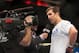 Jan 15, 2014; Duluth, GA, USA; Luke Rockhold is interviewed after his win against Costas Philippou (not pictured) at Gwinnett Center. Rockhold wins. Mandatory Credit: Joshua S. Kelly-USA TODAY Sports