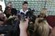 New York Jets wide receiver Eric Decker (87) responds to questions after practice during NFL football training camp Thursday, July 24, 2014, in Cortland, N.Y. (AP Photo)
