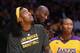 LOS ANGELES, CA - OCTOBER 29: Kobe Bryant of the Los Angeles Lakers talks to Jordan Hill (L) #27 and Wesley Johnson #11 during the game against the Los Angeles Clippers at Staples Center on October 29, 2013 in Los Angeles, California. NOTE TO USER: User expressly acknowledges and agrees that, by downloading and or using this photograph, User is consenting to the terms and conditions of the Getty Images License Agreement. (Photo by Jeff Gross/Getty Images)