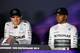 HOCKENHEIM, GERMANY - JULY 20: Nico Rosberg of Germany and Mercedes GP smiles next to Lewis Hamilton of Great Britain and Mercedes GP during the drivers' press conference after victory in the German Grand Prix at Hockenheimring on July 20, 2014 in Hockenheim, Germany. (Photo by Drew Gibson/Getty Images)