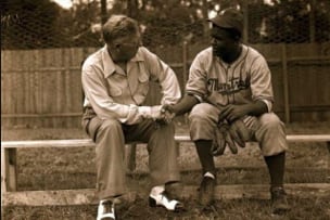 Image: Jackie Talks with Rickey After MTL Royals Game