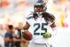 Aug 7, 2014; Denver, CO, USA; Seattle Seahawks cornerback Richard Sherman (25) before the preseason game against the Denver Broncos at Sports Authority Field at Mile High. Mandatory Credit: Chris Humphreys-USA TODAY Sports