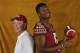 FILE - In this Aug. 10, 2014, file photo, Florida State head coach Jimbo Fisher, left, and quarterback Jameis Winston (5) pose for a photo during their NCAA college football media day in Tallahassee, Fla. Fisher may be the pre-eminent quarterback coach in college football. He has had eight quarterbacks drafted to the NFL since 2001, works with reigning Heisman winner Jamies Winston and two of his former Seminole disciples are expected to start for other major college programs this year. (AP Photo/Phil Sears, File)