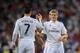 MADRID, SPAIN - AUGUST 25: Cristiano Ronaldo of Real Madrid celebrates with Toni Kroos after scoring Real's 2nd goal during the La liga match between Real Madrid CF and Cordoba CF at Estadio Santiago Bernabeu on August 25, 2014 in Madrid, Spain. (Photo by Denis Doyle/Getty Images)
