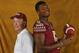 FILE - In this Aug. 10, 2014, file photo, Florida State head coach Jimbo Fisher, left, and quarterback Jameis Winston (5) pose for a photo during their NCAA college football media day in Tallahassee, Fla. Fisher may be the pre-eminent quarterback coach in college football. He has had eight quarterbacks drafted to the NFL since 2001, works with reigning Heisman winner Jamies Winston and two of his former Seminole disciples are expected to start for other major college programs this year. (AP Photo/Phil Sears, File)